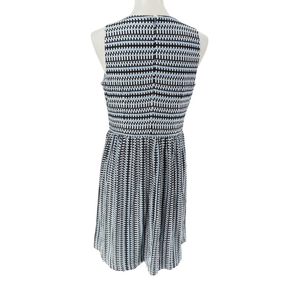 Ann Taylor Loft Womens Sleeveless Dress Black White Blue Geometric Patterned, M - Picture 2 of 9